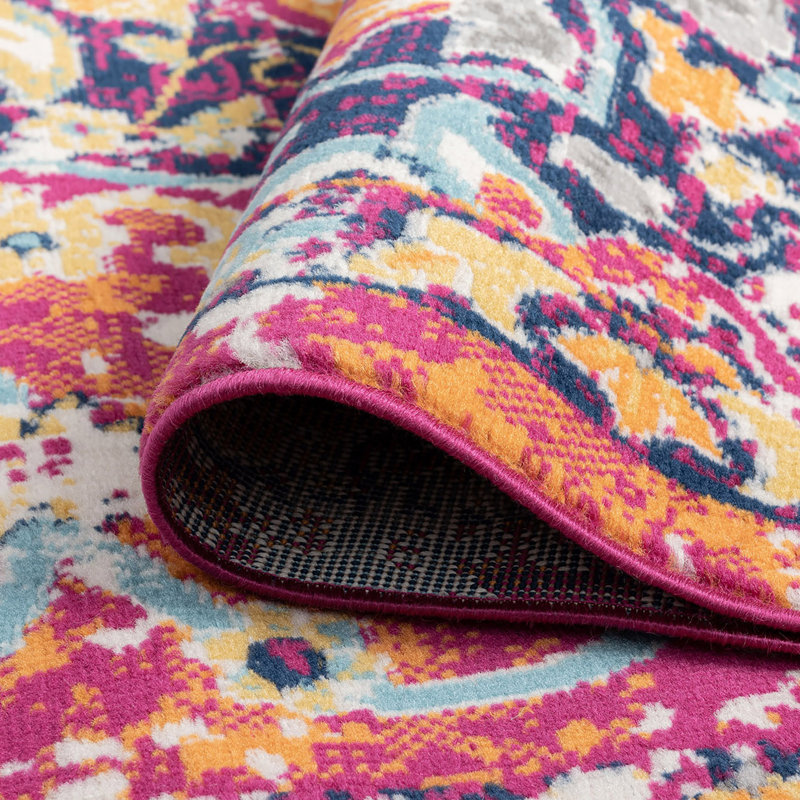 Mistana™ Cambell Performance Pink/Orange/Blue Rug Wayfair